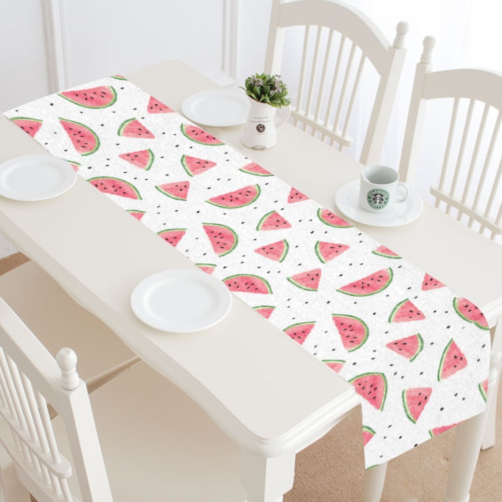 WOOR Double-Sided Watermelon Table Runner 13 x 70 Inches Long,Table Cloth Runner for Wedding Party Holiday Kitchen Dining Home Everyday Decor