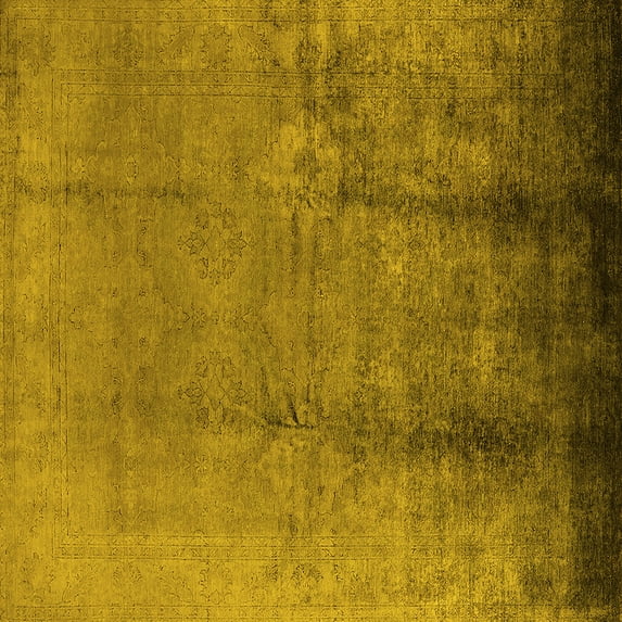 Ahgly Company Machine Washable Indoor Square Oriental Yellow Industrial Area Rugs, 3' Square
