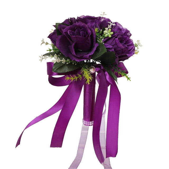 Purple imitation rose bouquet small hand bouquet/silk