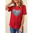 thumbnail image 5 of Women's Red Rainbow Sequin Heart Shape Crew Neck T-Shirt - Fun and Casual Graphic Tee | [ZhiHiMeRi] | (US 20-22)2XL, 5 of 7