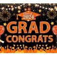 thumbnail image 4 of Graduation Theme 2024 Banner Orange Balloons Congrats Backdrop for Graduation Celebration Party Decor Ceremony, 4 of 7