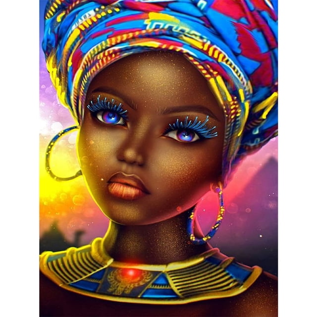 Pintura de diamante 5D DIY Wdftyju completo taladro redondo mujeres africanas decoración de pared arte de diamantes de imitación