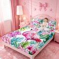 thumbnail image 3 of meiyoeat Tropical Flamingo Floral King Sheets,Green Monstera Leaf Bedding For Girl,4-Piece,1 Flat Sheet,1 Fitted Sheet And 2 Pillowcases, 3 of 6