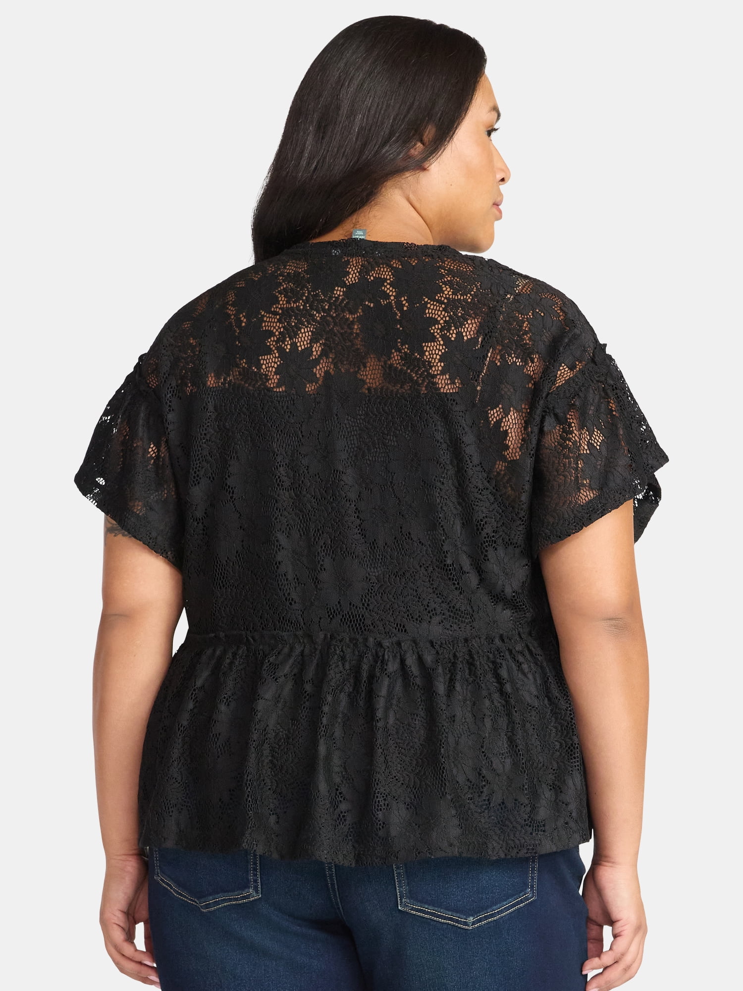 Terra & Sky Women's Plus Lace Peplum Top, Sizes 0X-5X