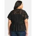 thumbnail image 3 of Terra & Sky Women's Plus Lace Peplum Top, Sizes 0X-5X, 3 of 4