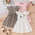 thumbnail image 2 of Gibobby Little Girl Summer Dresses 3 Pack Ruffled Floral Flutter Sleeveless Summer Outfits For 3t 4t 5t 6t 7t 8t Girl Dailywear(2-3 Years,Grey), 2 of 7