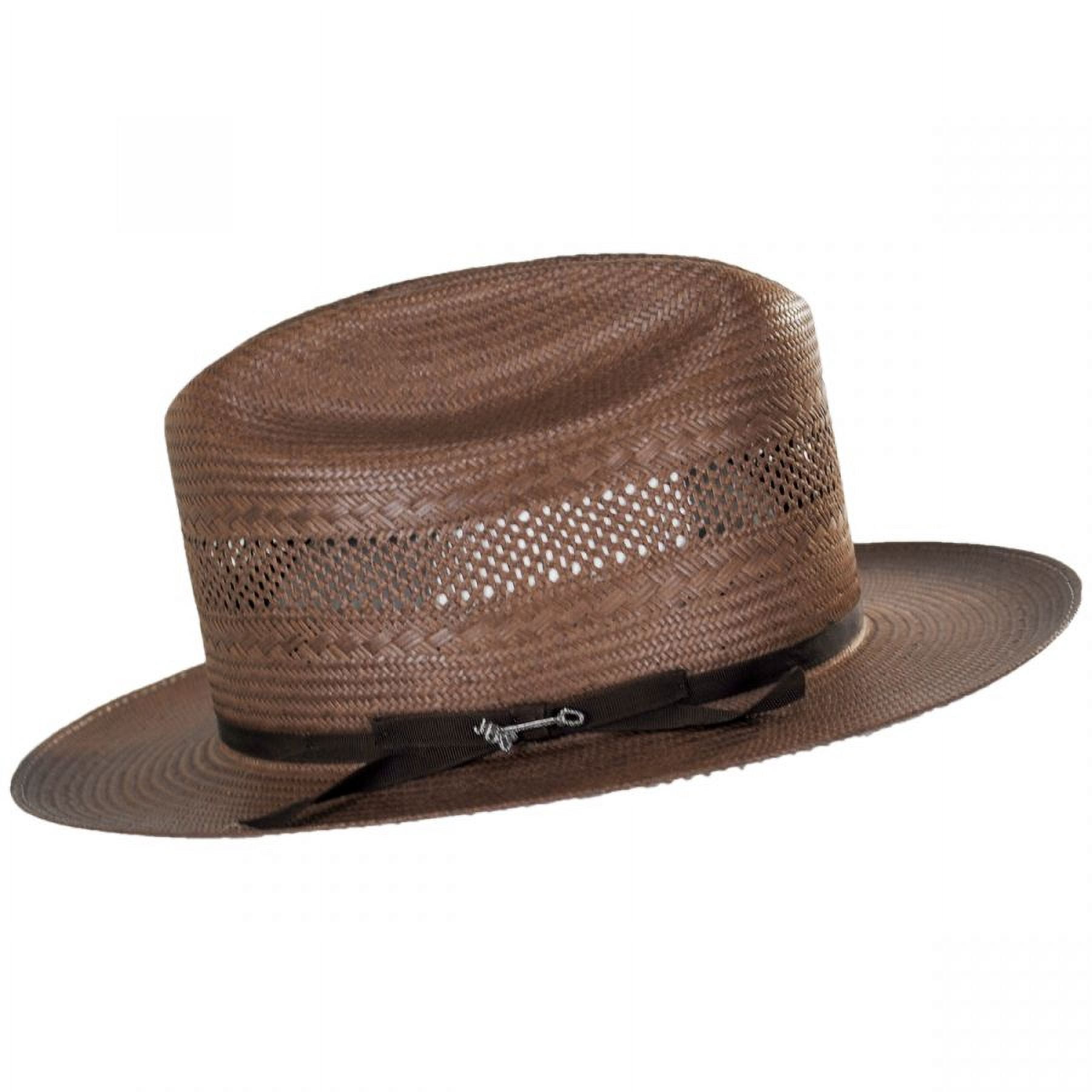 Open Road Vented Shantung Straw Western Hat Chocolate Brown
