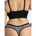 thumbnail image 3 of Joyspun Women's Plus Cotton-Blend Thong Panties, 3-Pack, Sizes 1X-5X, 3 of 7
