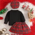 thumbnail image 5 of Mnyotv Girls Christmas Outfits Long Sleeve Tops Bow Plaid Skirts and Matching Hats 3Pcs Sets Fall Clothes for Girl Size 2-3Y, 5 of 7