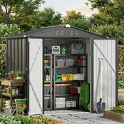 6' x 4' Outdoor Storage Shed on Sale, Aiho Shed & Outdoor Storage Clearance, Metal Storage Shed for Outside, Backyard, Garden & Patio - Dark Gray