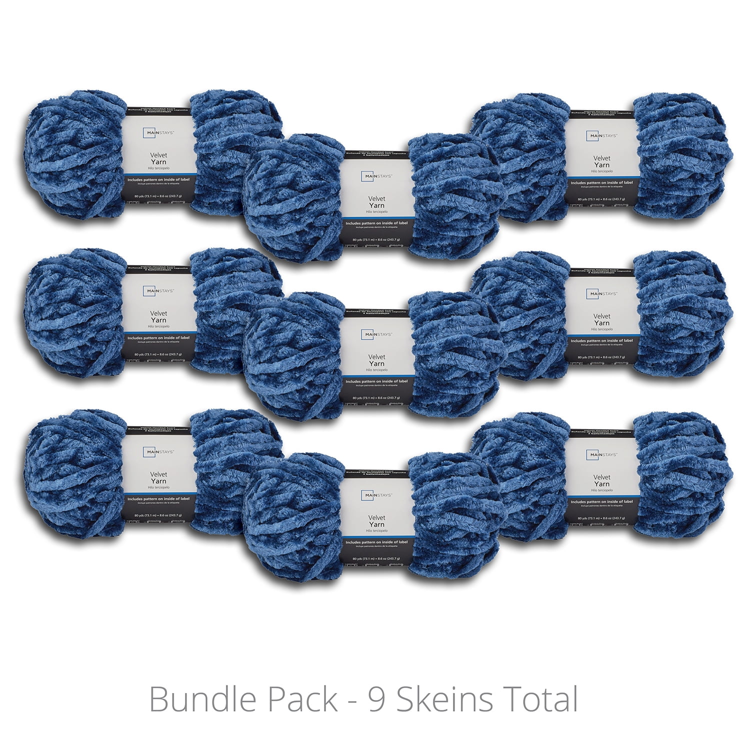 Mainstays Velvet Yarn Value Bundle, 100 Polyester, 80 yd, Baltic Sea