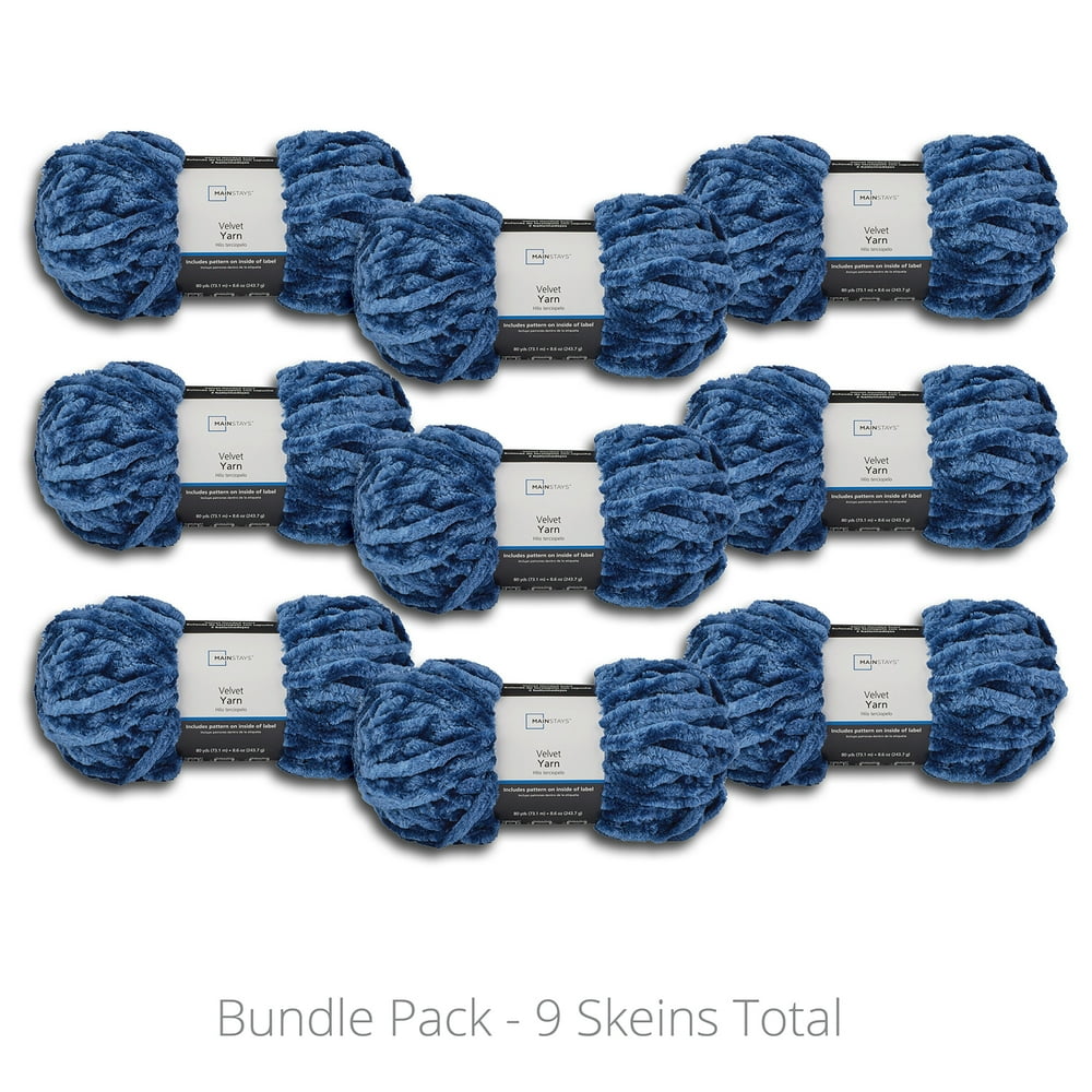 Mainstays Velvet Yarn Value Bundle, 100 Polyester, 80 yd, Baltic Sea