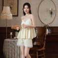 thumbnail image 2 of SWSMCLT Women's Cute Pajamas Set Cotton Vintage Victorian Shorts Pjs Soft Comfy Cami 2 Piece Spring Lightweight Sleepwear Yellow Medium, 2 of 2