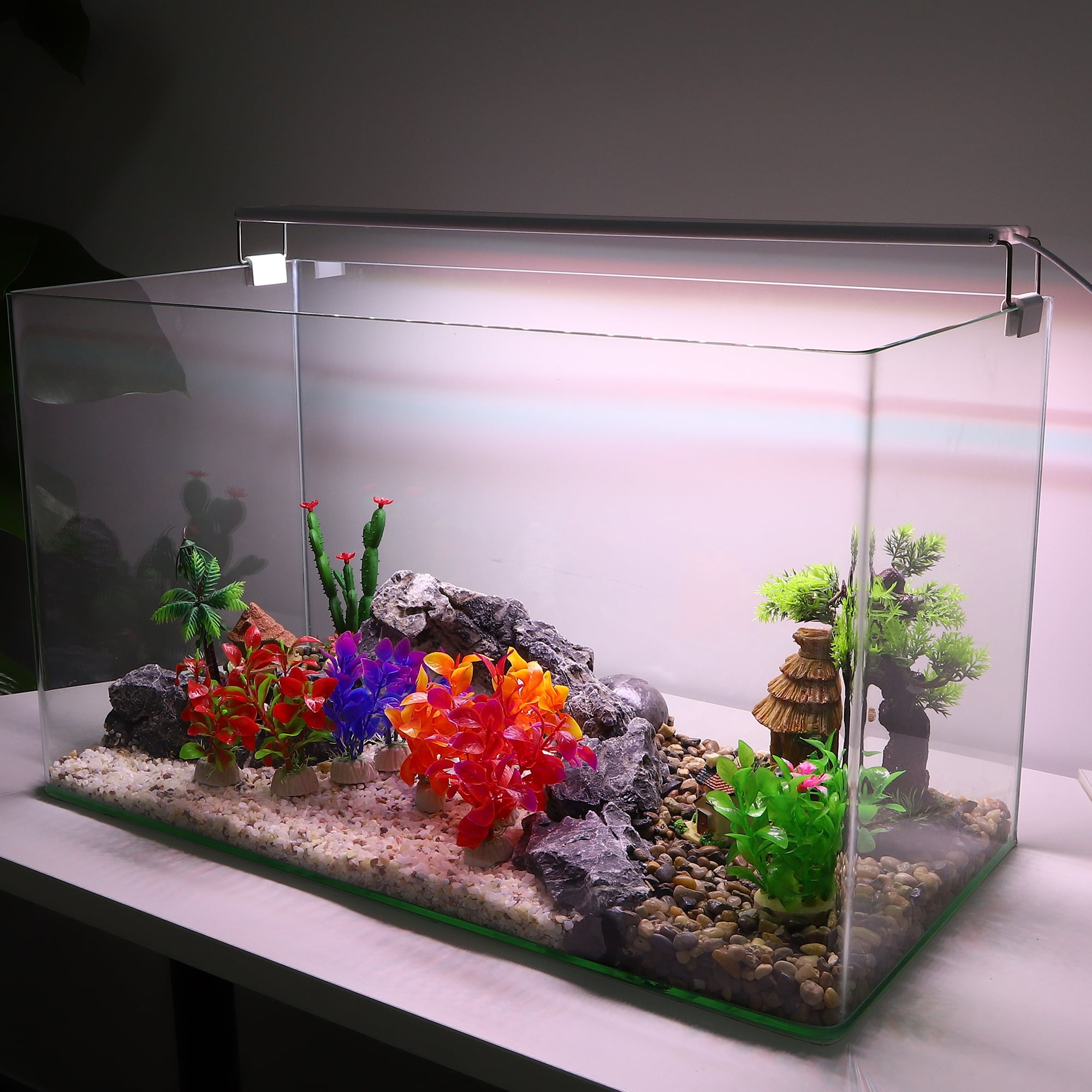 Unique Bargains 2 Pcs Aquarium Plants Decorations Artificial Aquatic Plant Purple 3.94"