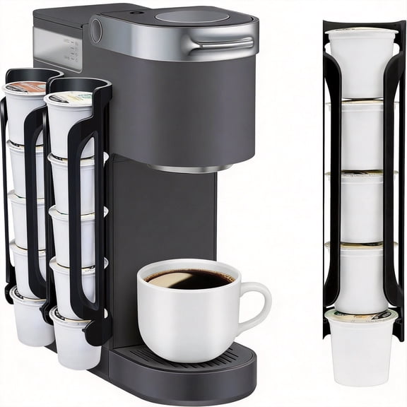 2 Pack Coffee Pod Holder Side Mount, Black K Cup Pod Dispenser for Single Serve Coffee Makers, Easy Install & Use