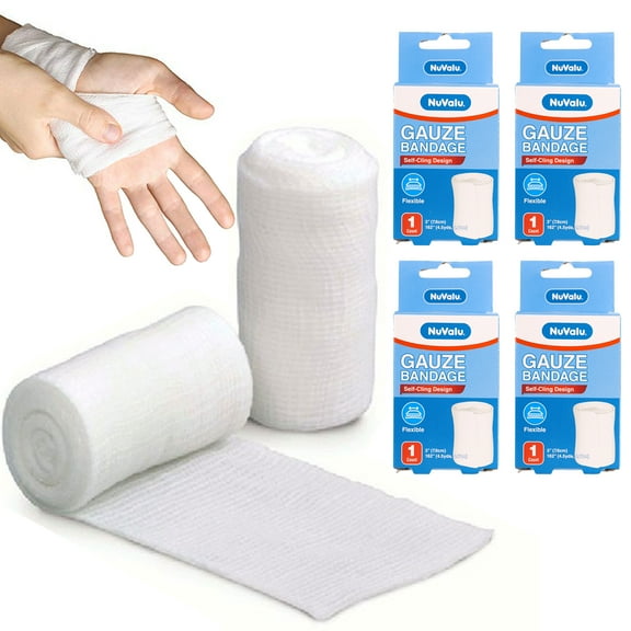 4 Rolls Gauze Bandage Self Adhesive Soft Cloth Surgical Tape Flexible 3" 4.5yds