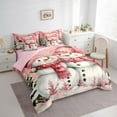 thumbnail image 3 of Manfei Kawaii Xmas Snowman 7-Piece Twin Bedding Sets,Merry Christmas Bedding Comforter Set,Pink White Sheet Sets For Kids,Microfiber Bedroom Decor Reversible, 3 of 8