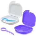 thumbnail image 1 of Keedolla 2 Pcs Étui de Protection Buccale Mignon avec Trous de Ventilation, Boîte de Rétention Dentaire avec Outil de Retrait d'Appareils Invisibles - Violet et Blanc, 1 of 8