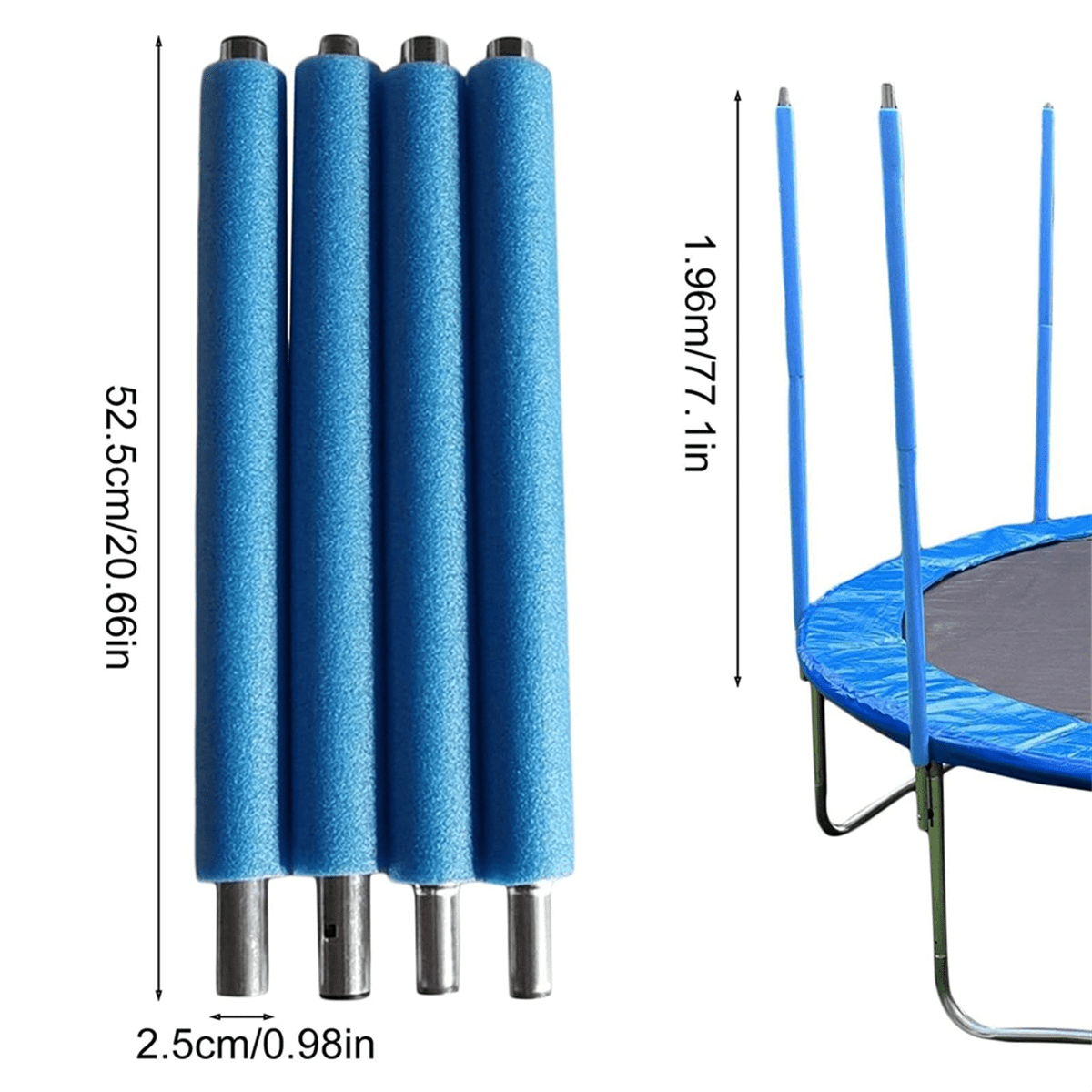 POTEAUX DE REMPLACEMENT de Trampoline, 4 pièces, poteaux universels en acier EUR 38,47 - FR