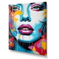 thumbnail image 2 of Designart "Pop Art Woman Portrait In Blue And Orange I" Modern Wall Art Print, 2 of 5
