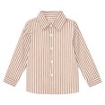 thumbnail image 2 of Tiijoy Kids Long Sleeve Striped Shirt Boys Girls Button Down Shirt Top, Khaki, Sizes 4-13, 2 of 5