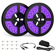 Rosnek 16.4ft/300LEDs UV Black Light Strip, UV Purple Lamp Bar Black Light Beads 12VDC Flexible Blacklight Strip Bar Light, for Halloween Party Room