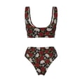thumbnail image 5 of Daiia Red Rose Skull Women's Bikini Set Two Piece Swimsuit High Waisted Bikini Adjustable Straps Bikini Perfect for Beach, Pool, and Summer Vacation-XX-Large, 5 of 9