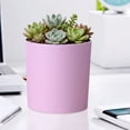 thumbnail image 3 of Plastic Succulent Pot, 5.63X5.12X4.65" Cylindrical Plant Pot, Drainage Hole Flower Pot, Minimalist Decorative Planter, Indoor Outdoor Garden Vessel, Modern Tabletop Planter for Household Greenery, 3 of 5