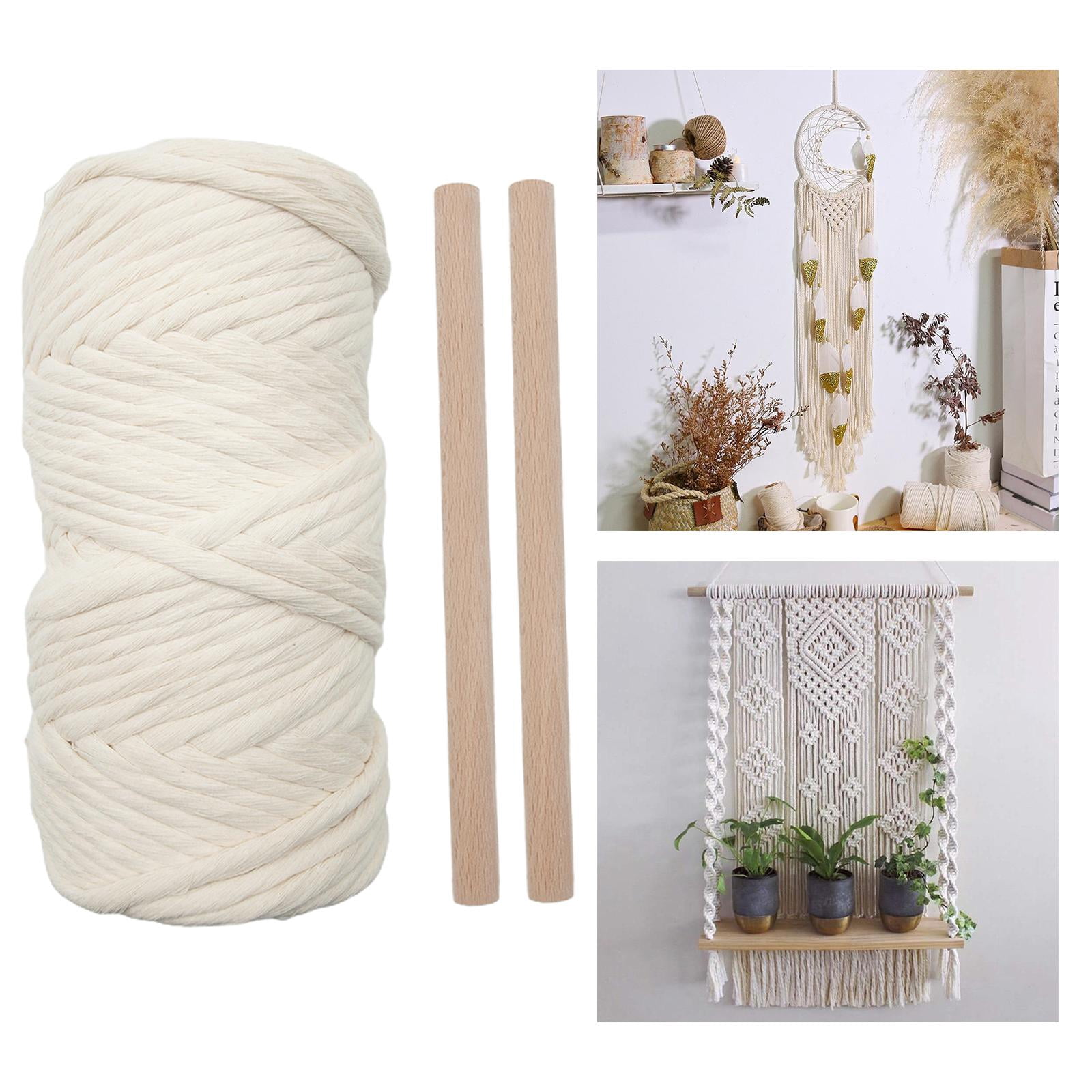 FVDPWYE yotijar 100% Natural Macrame Cotton Cord, 6 Mm X 109 Yard Cord Cord Cotton Rope 6mm with 2 Sticks