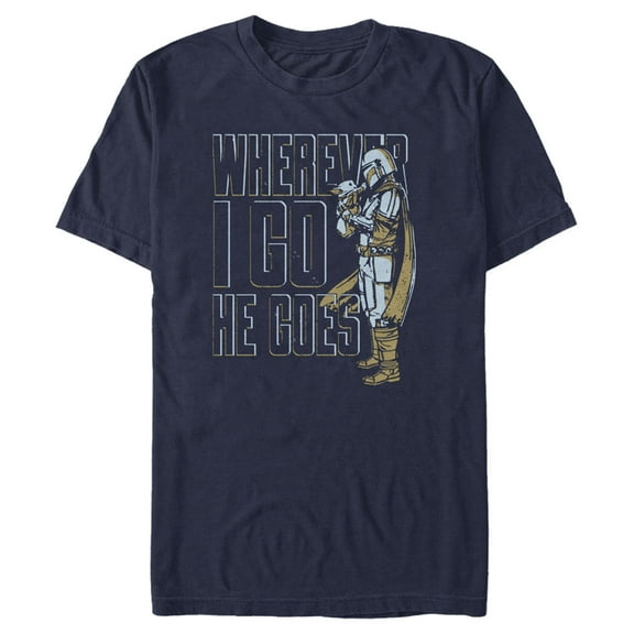 Men's Star Wars: The Mandalorian Father's Day Grogu and Mando Graphic Tee Navy Blue 2X Large