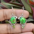 thumbnail image 2 of Turquoise Earrings, Peridot Earrings, 925 Sterling Silver Handmade Earrings, 2 of 4