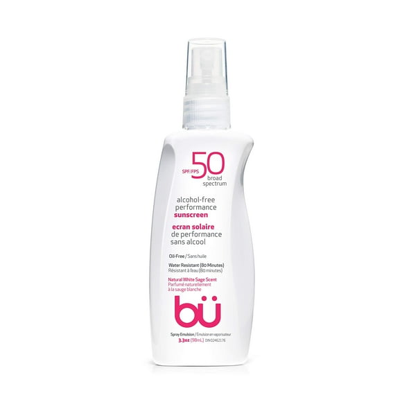 Protector solar en spray SPF 50 de Bu – Bloqueador solar orgánico biodegradable de tamaño de viaje para pieles sensibles – Sin aceite, sin alcohol, no comedogénico, resistente al agua (salvia blanca 3