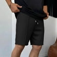 thumbnail image 2 of Besolor Men's Shorts Summer Lightweight Casual Thin Breathable Elastic Waist Drawstring Workout Running Knee Length Shorts with Pocket(3X-Large,Black), 2 of 5