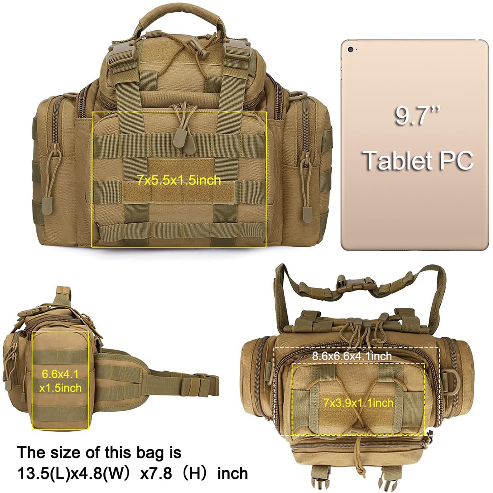 G4Free Sport Outdoor Waist Pack Sling Bag Hiking Fanny Pack Fishing Gear Crossbody Travel Bag