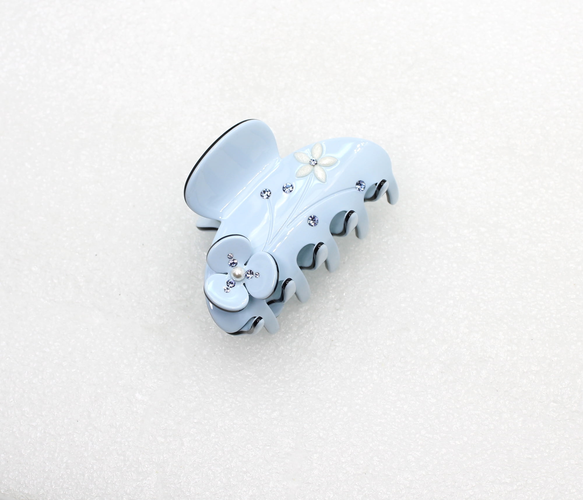 Faship Light Blue Cellulose Acetate Floral Art Deco Hair Claw Clips