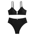 thumbnail image 3 of HUAXUN Womens Bikini Swimsuits V Neck Cross Twist Front Bikini Cover Up Adjustable Spaghetti Straps Bathing Suit 2 Piece Swimsuit for Women, 3 of 6