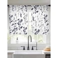 thumbnail image 2 of Grey Black Botanical Sheer Curtains 45 Inch Length 2 Panels Set Window Treatments, Watercolor Spring Floral Summer Leaf Rod Pocket Semi Curtains for Living Room/Bedroom/Kitchen Décor, 104"W x 45"L, 2 of 7