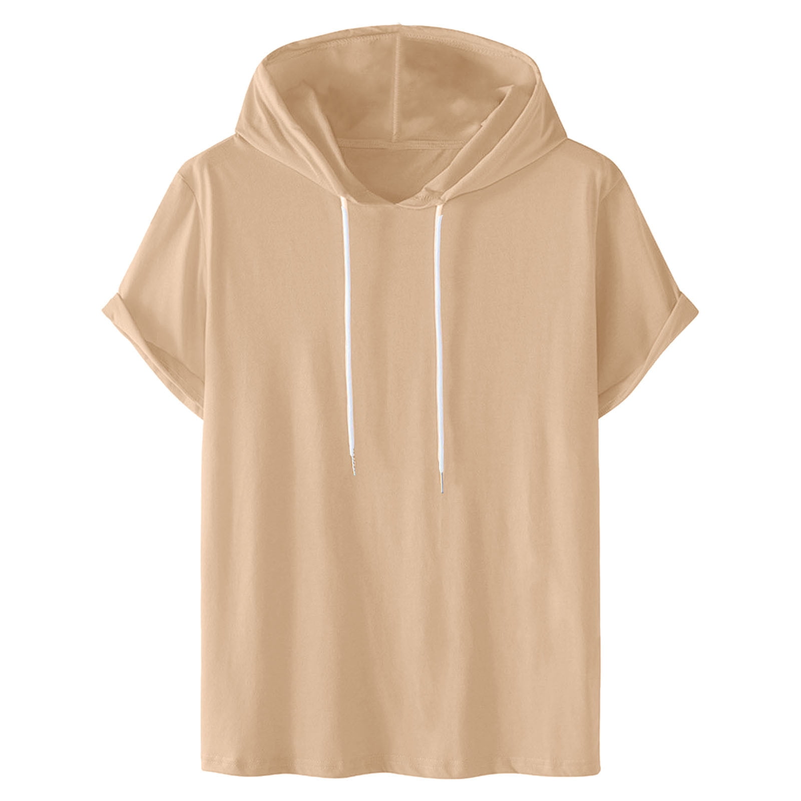 cfhntfmh Short Sleeve Hoodies for Men Basic Solid Cotton Clothes