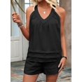 thumbnail image 6 of Women'S 2 Piece Vacation Outfits Sleeveless Tank Top and Matching Shorts Sets Black L, 6 of 8