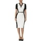 thumbnail image 1 of Vestido de tubo para mujer Inspire Chic, vestido de lápiz de color contrastante, M blanco y negro, 1 of 5