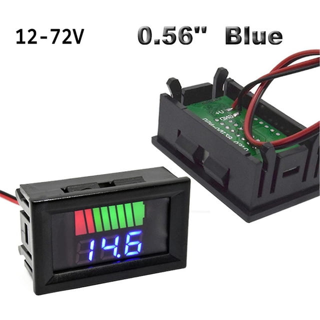 0.56inch Red Blue Lcd Digital Voltmeter 12v 60v 72v Battery Capacity Indicator Lead Acid Power Car Motorcycle Voltage Tester