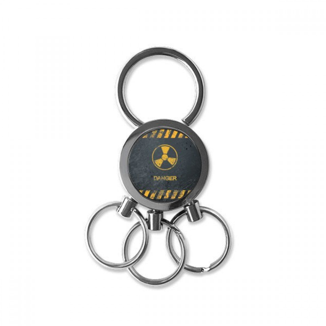 Porte-clés en Acier Inoxydable avec Avertissement de substances Radioactives
