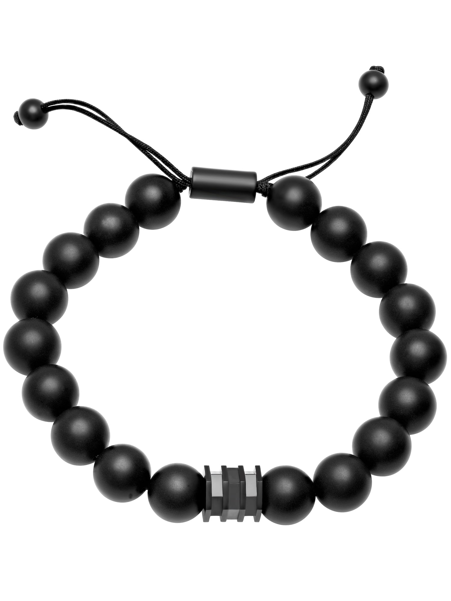 Black & White Matte with Swastik Beads Bracelet pack of 2