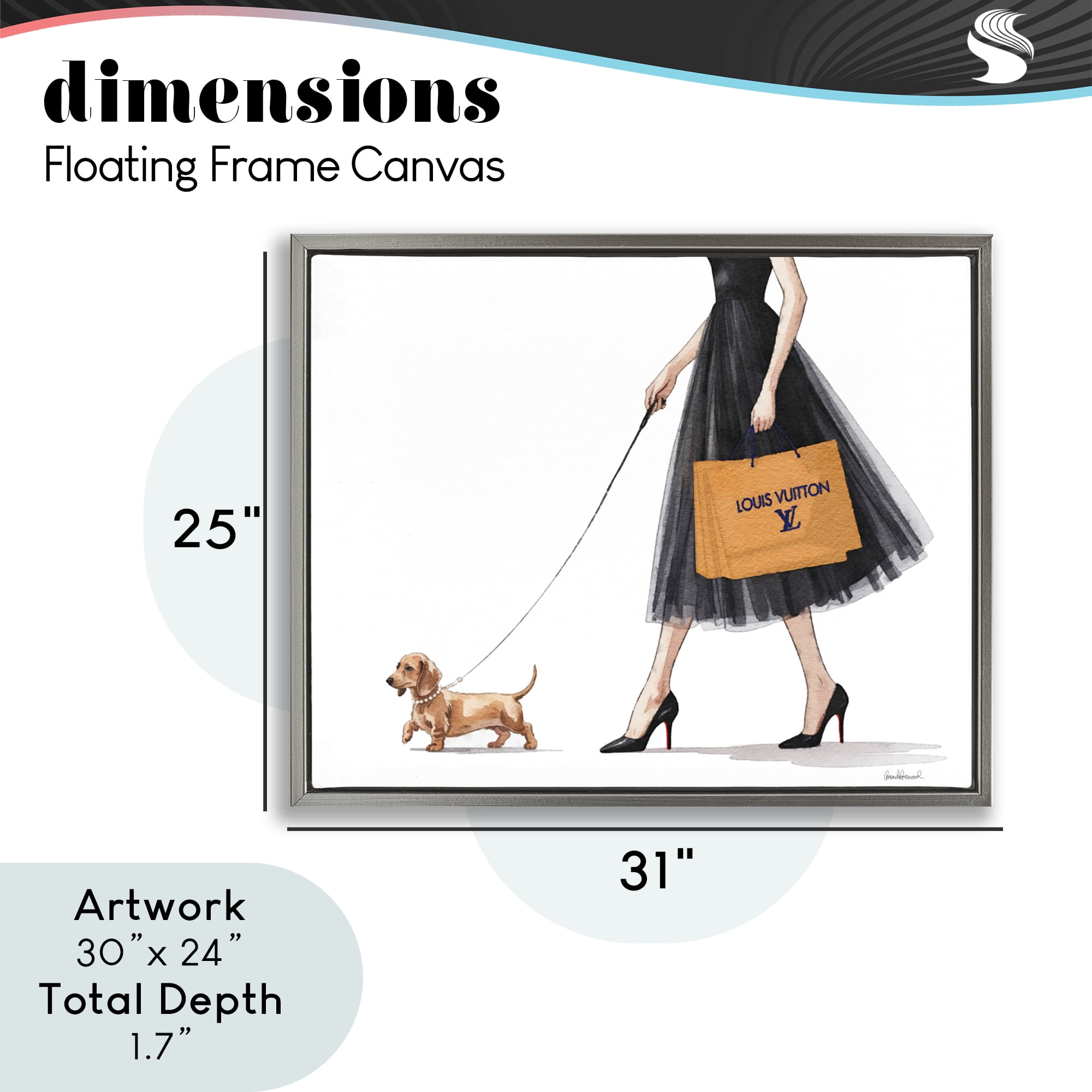 Stupell Industries Fashionable Dog Walking Gray Framed Floater Canvas Wall Art, design by Amanda Greenwood