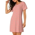 thumbnail image 2 of Naloa Houndstooth With Red And White Print Women Nightgowns,Womens Loungewear,Short Sleeve Sleepwear,Comfy Ladies Nightdress, 2 of 6