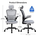 thumbnail image 2 of Ergonomic Lumbar Back Office Chair with Headrest and Flip-up Arms, High Back Task Chair Breathable Mesh Swivel Computer Chair, 320 lbs Weight Capacity, 2 of 10