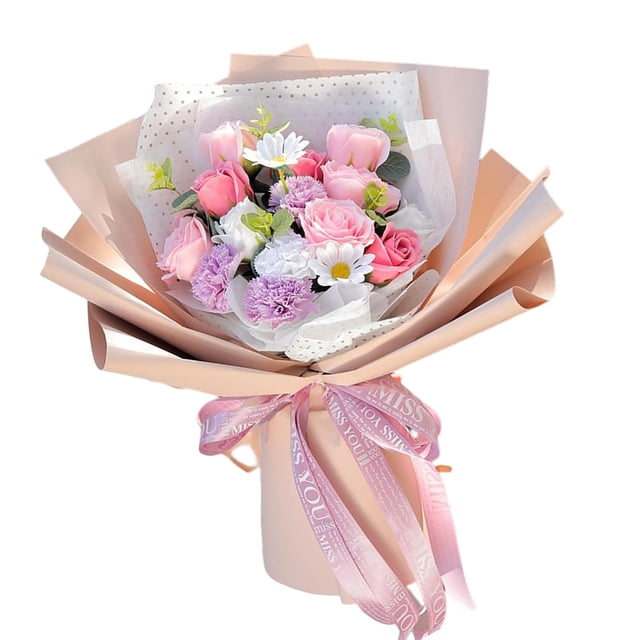 Ramo de Jabon Floral Sunnimix para Decoración de Rosa Claro
