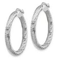 thumbnail image 4 of Auriga Fine Jewelry 10K 3x20 White Gold Diamond-cut Round Hoop Earrings for Women, 4 of 5