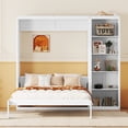 thumbnail image 2 of Full Size Murphy Bed Wall Bed with  Side Cabinet Storage Shelves, Wood Foldable Platform Bed Vertical Wall for Bedroom Guest Room Home Office, White, 2 of 8