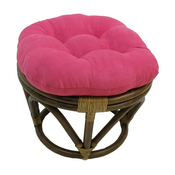 Blazing Needles 18-inch Round Solid Micro Suede Tufted Footstool Cushion
